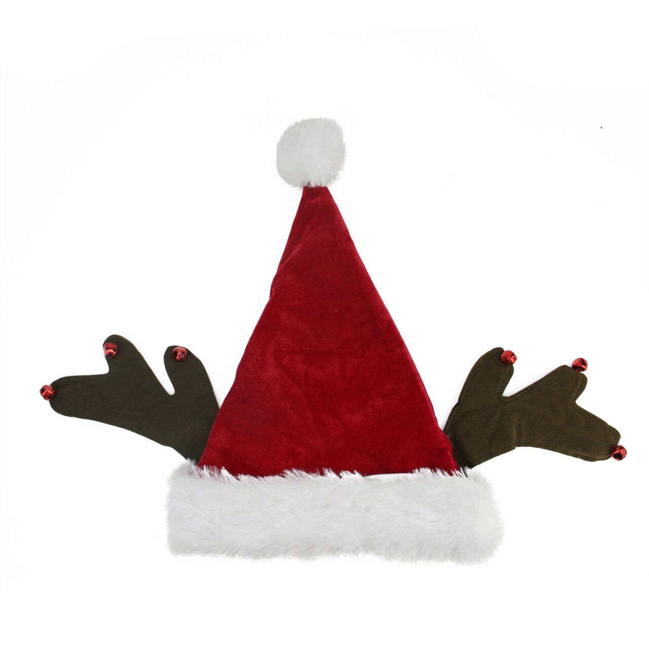 Northlight Red and Brown Reindeer Antlers Santa Hat Unisex Adult Christmas Costume Accessory - One Size